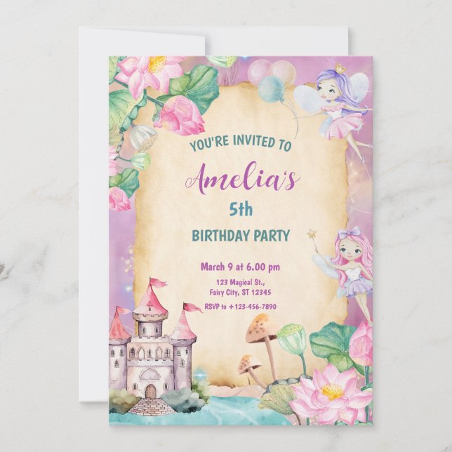 Invitation Magical Fairy Princes Castle (Devant)