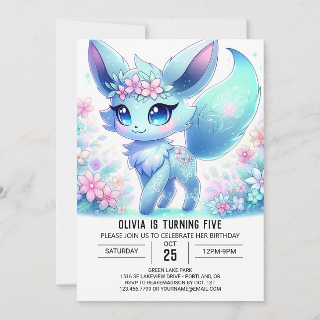 Invitation Magical Happy Fox Digital Anniversaire (Devant)