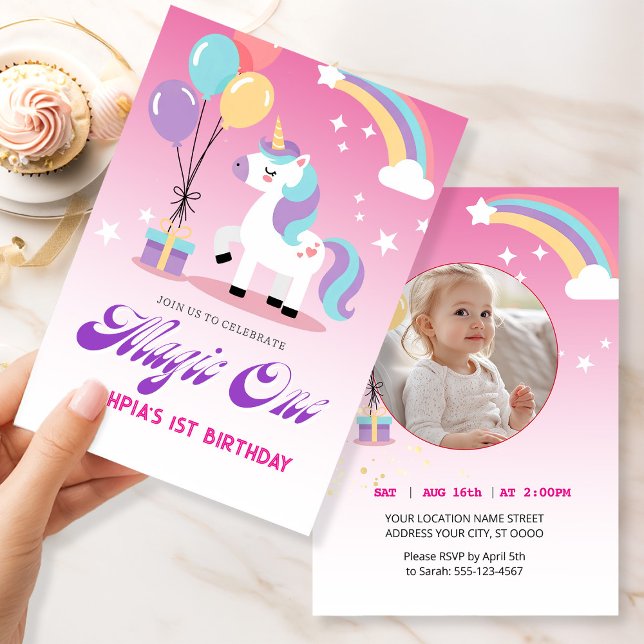 Invitation Magical one Birthday Unicorn (Créateur téléchargé)