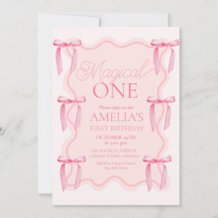 Invitation Magical One Rose Première Fille Anniversaire