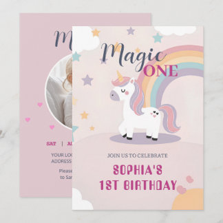 Invitation Magical Unicorn 1st Birthday
