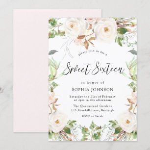 Invitation Magical White Winter Wonderland Blush Sweet 16