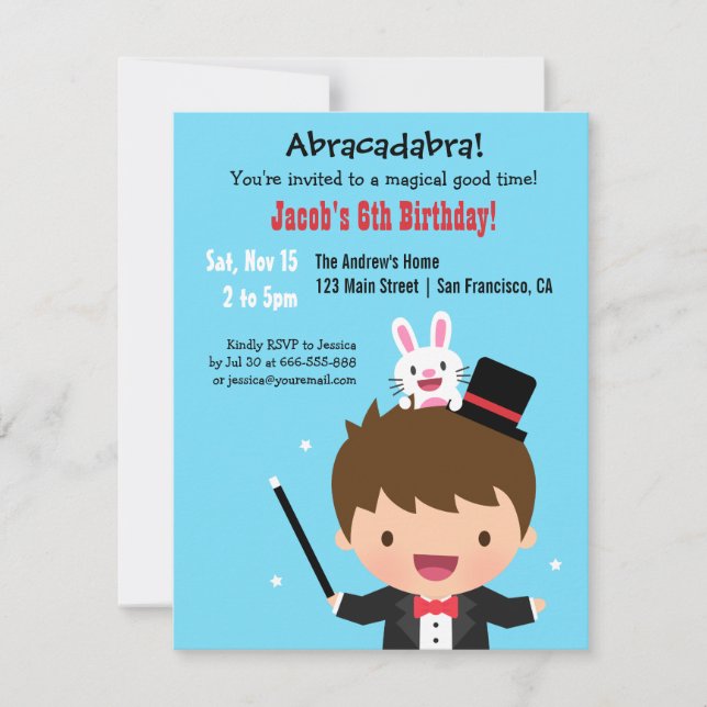 Invitation Magician Boy Kids Magic Birthday Party (Devant)