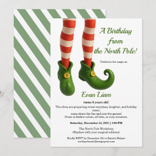 Invitation Magie d'anniversaire au Pôle Nord Elfe enchanté