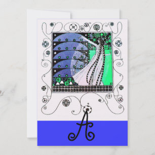 Invitation MAGIE DU PRINTEMPS bleu marine turquoise noir