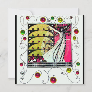 Invitation MAGIE DU PRINTEMPS, Fuchsia, Vert Jaune, Noir
