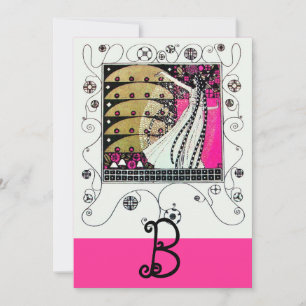 Invitation MAGIE DU PRINTEMPS, Fuchsia, Vert Jaune, Noir