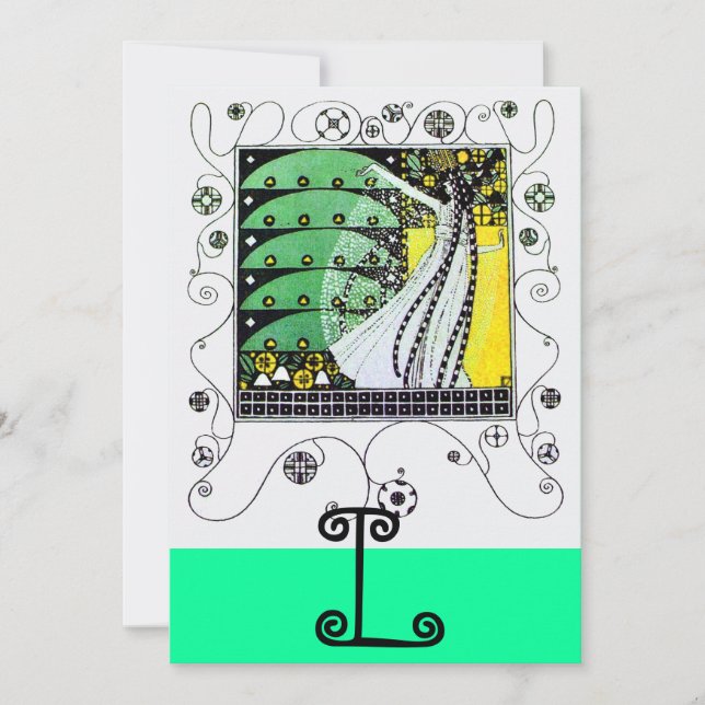 Invitation MAGIE DU PRINTEMPS ,jaune vif  noir vert (Devant)