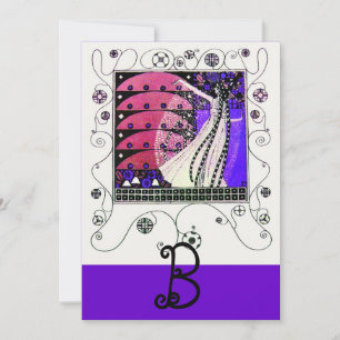 Invitation MAGIE DU PRINTEMPS ,noir bleu rouge marron vif