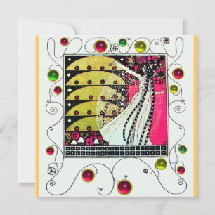 Invitation MAGIE DU PRINTEMPS rose vif noir blanc jaune