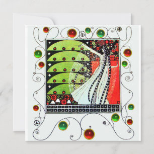Invitation MAGIE DU PRINTEMPS rouge noir blanc vert