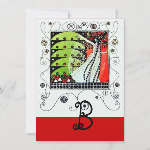 Invitation MAGIE DU PRINTEMPS, rouge vif noir blanc vert