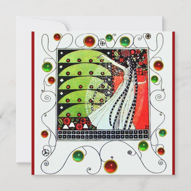Invitation MAGIE DU PRINTEMPS rouge vif noir blanc vert (Devant)