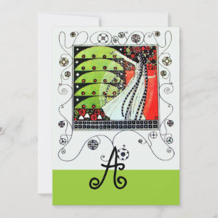 Invitation MAGIE DU PRINTEMPS, rouge vif noir blanc vert