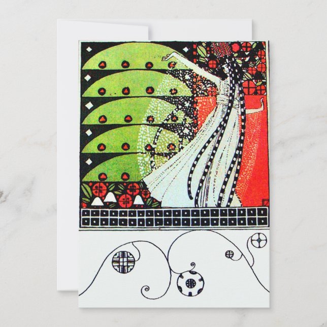 Invitation MAGIE DU PRINTEMPS, rouge vif noir blanc vert (Devant)