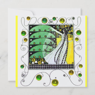 Invitation MAGIE DU PRINTEMPS vert clair blanc jaune