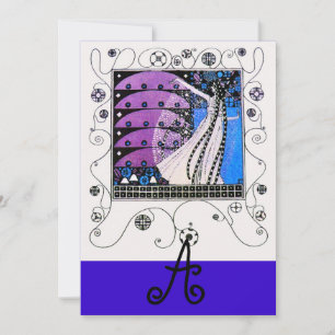 Invitation MAGIE DU PRINTEMPS , violet noir bleu vif