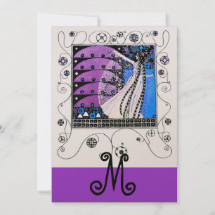 Invitation MAGIE DU PRINTEMPS , violet or métallisé doré