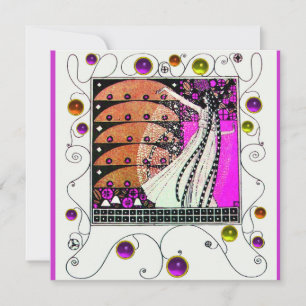 Invitation MAGIE DU PRINTEMPS violet vif noir brun