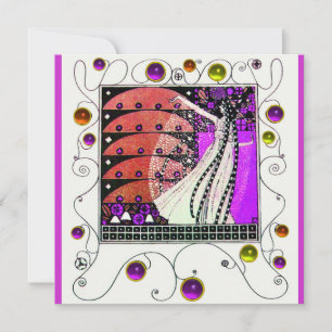 Invitation MAGIE DU PRINTEMPS violet vif noir rouge brun