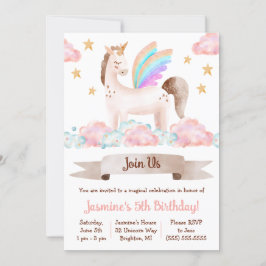 Invitation Magie, Histoire de fée, Unicorne, Fête d'anniversa