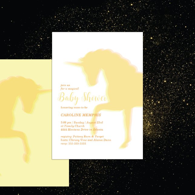 Invitation Magie Prancing Yellow Unicorn Baby shower (Créateur téléchargé)