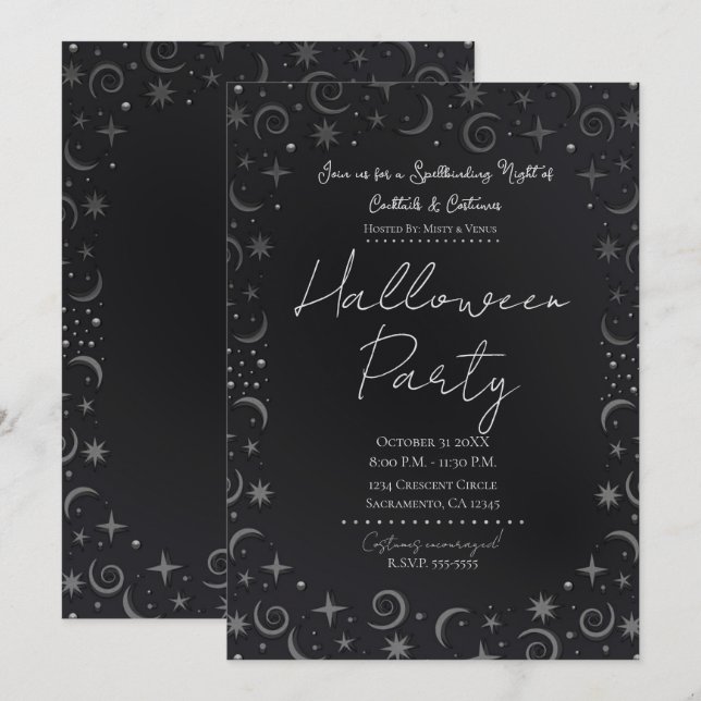 Invitation Magie Whimsical Halloween Cocktails Costumes Party (Devant / Derrière)