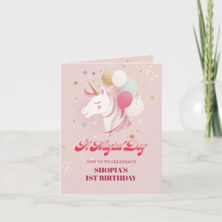 Invitation Magique 1er Anniversaire Unicorn