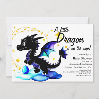 Invitation Magique aquarelle Dragon Boy Baby shower