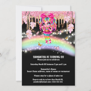 Invitation Magique arc-en-ciel fille imaginaire parties scint