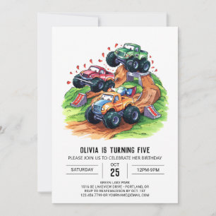 Invitation Magique Boho Monster Camion Anniversaire