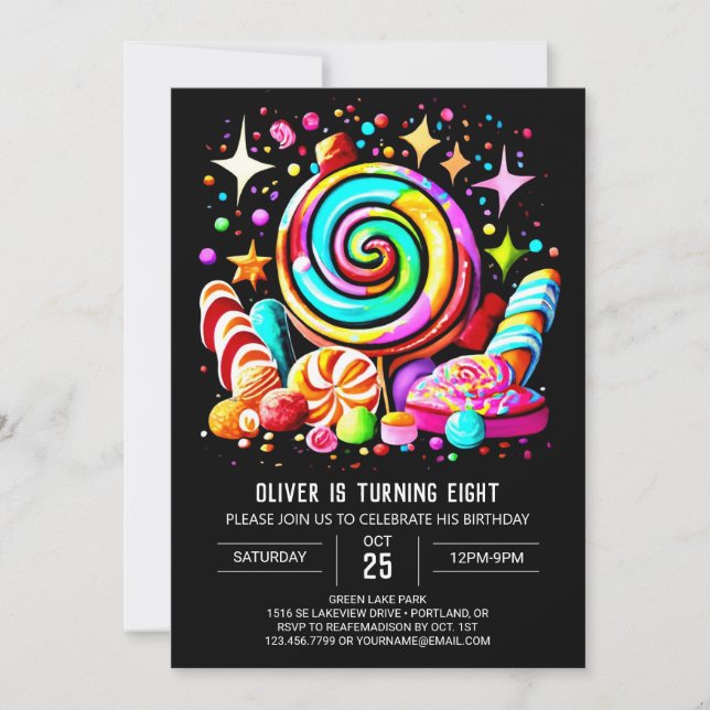 Invitation Magique Candyland coloré Anniversaire (Devant)