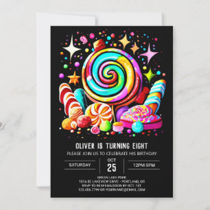 Invitation Magique Candyland coloré Anniversaire
