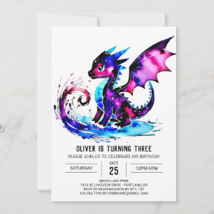 Invitation Magique Colorful Dragon Digital Boy Anniversaire