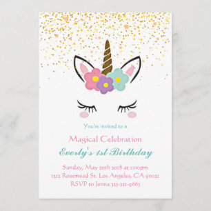 Invitation magique d'anniversaire de licorne