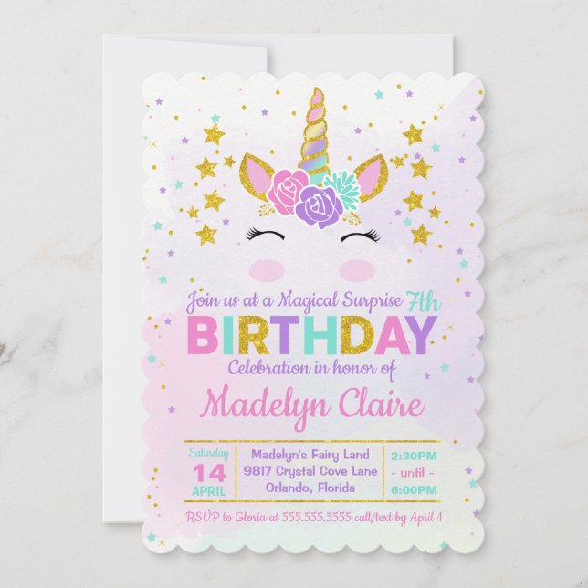 Invitation magique de fête d'anniversaire de (Devant)