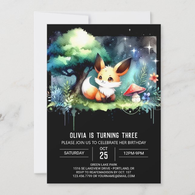 Invitation Magique Enfants Fox Anniversaire numérique (Devant)