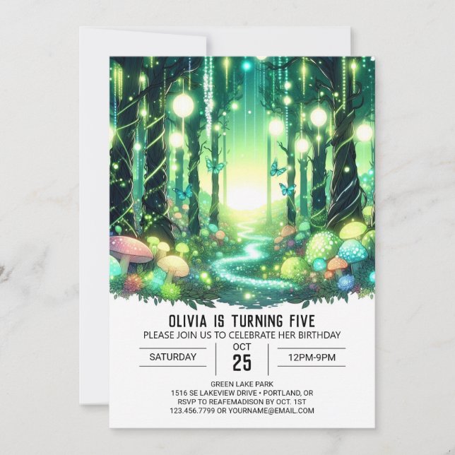 Invitation Magique Pastel Woodland Digital Anniversaire (Devant)