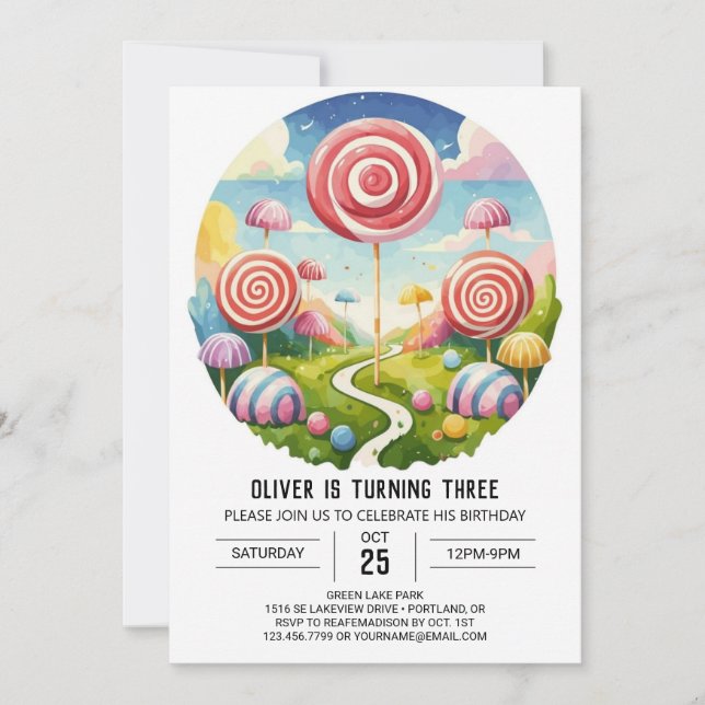Invitation Magique Personnalisé Lollipop Anniversaire (Devant)