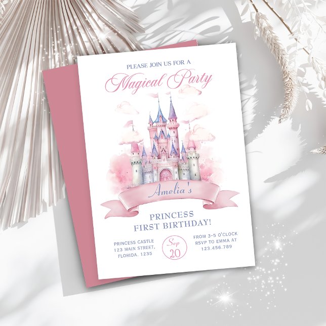 Invitation Magique Princess Castle 1er Anniversaire Invitatio (Créateur téléchargé)