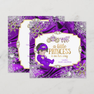 Invitation Magique Princesse Fille Baby Shower Violet Brune