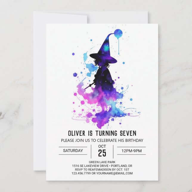 Invitation Magique Printable sorcière Anniversaire (Devant)