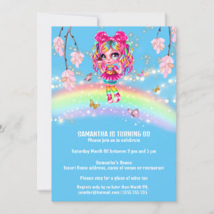 Invitation Magique rainbow girl imaginaire brillant lumières 