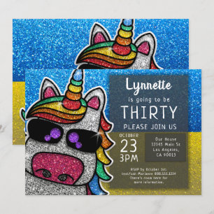 Invitation Magique Rainbow Unicorn Parties scintillant Ukrain