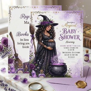 Invitation Magique Sorcière Céleste Baby Shower Violet 