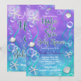Invitation Magique sous le Baby shower Turquoise violet de la