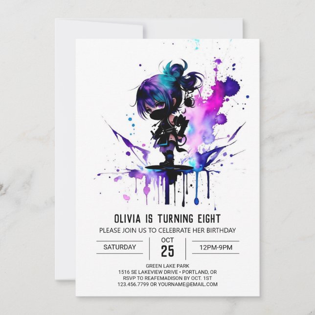 Invitation Magique Spy Ninja Digital Girl Anniversaire (Devant)