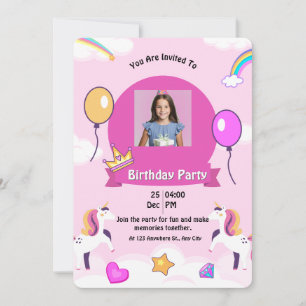 Invitation Magique Unicorn fête d'anniversaire