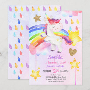 Invitation Magique Unicorn Fille fête d'anniversaire