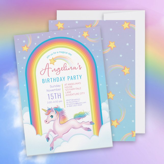 Invitation Magique Unicorn Rainbow Anniversaire Party (Créateur téléchargé)
